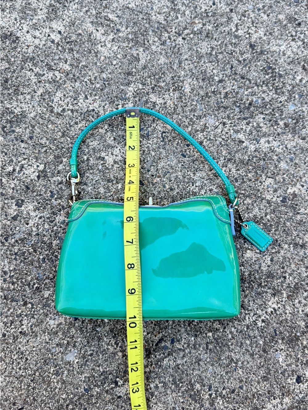 Coach Y2K Patent Leather Mini Purse Green Teal Glossy Vintage - Picture 16 of 16
